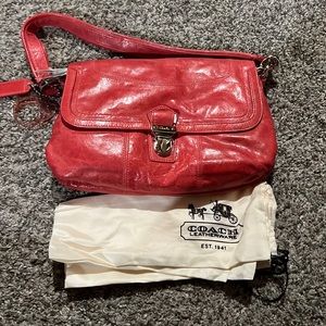 NWT Coach 18160 Crinkle Leather Purse SV/Camelia w/ dust bag